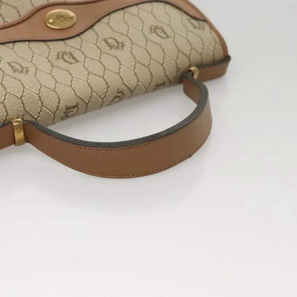 Christian Dior Honeycomb Canvas Hand Bag PVC Leather Beige Auth sw453 - Picture 8 of 16